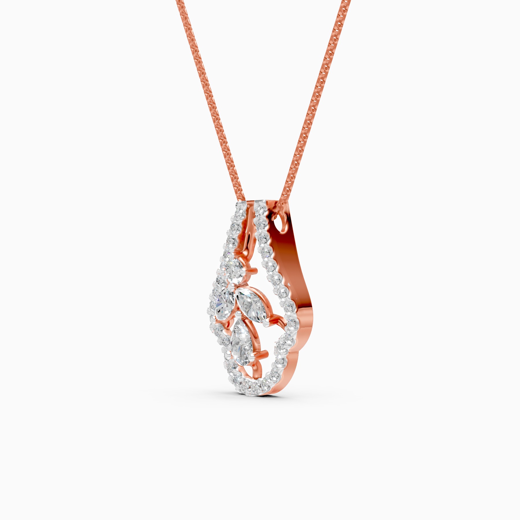 Designer Floral Lab Grown Diamond Pendant Necklace